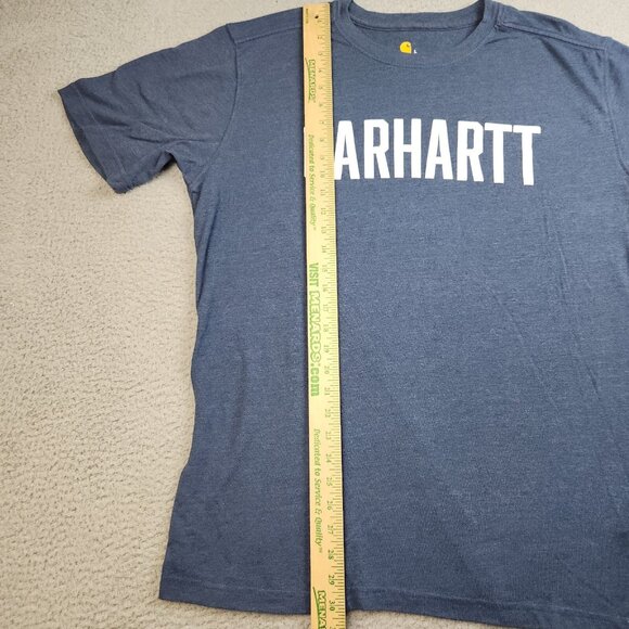 Carhartt Shirt Mens Large Relaxed Fit Navy Blue Spell Out Short Sleeve Weekend - Picture 4 of 9